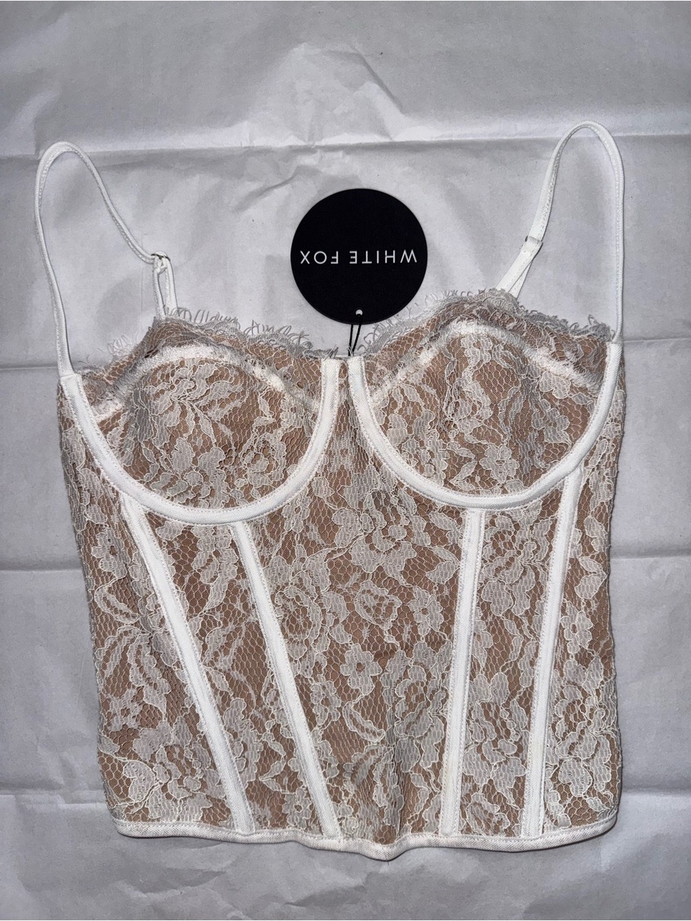 White Fox Boutique White Lace Bustier Top